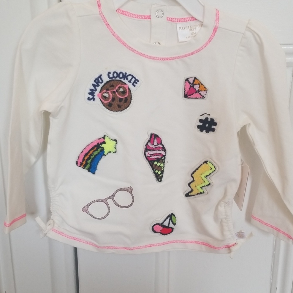 Rosie pope long sleeve knit top with patches